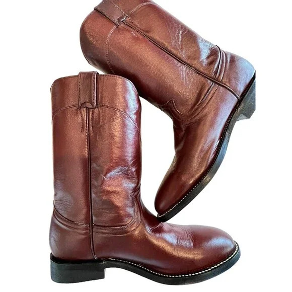 Cowtown Mens women’s Roper Dark Brown Leather Western Boots 6 1/2B Hand Made Cowboy & Western Boots